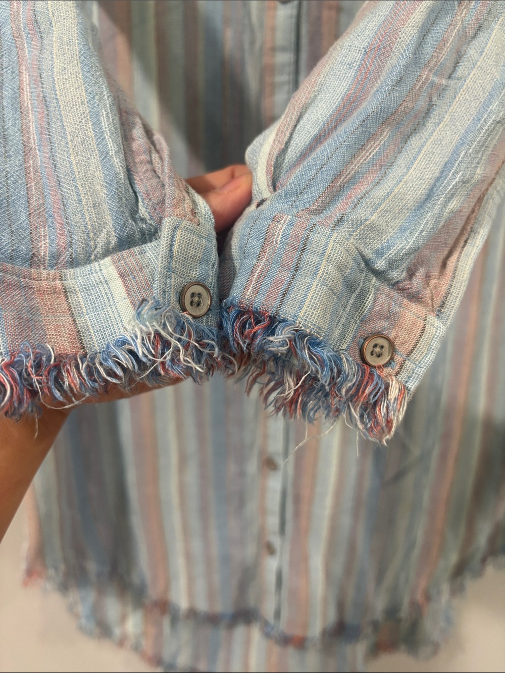 CLOTH & STONE BUTTON DOWN FRAYED LONG SLEVES SHIRT DRESS SIZE /S - Picture 5 of 10